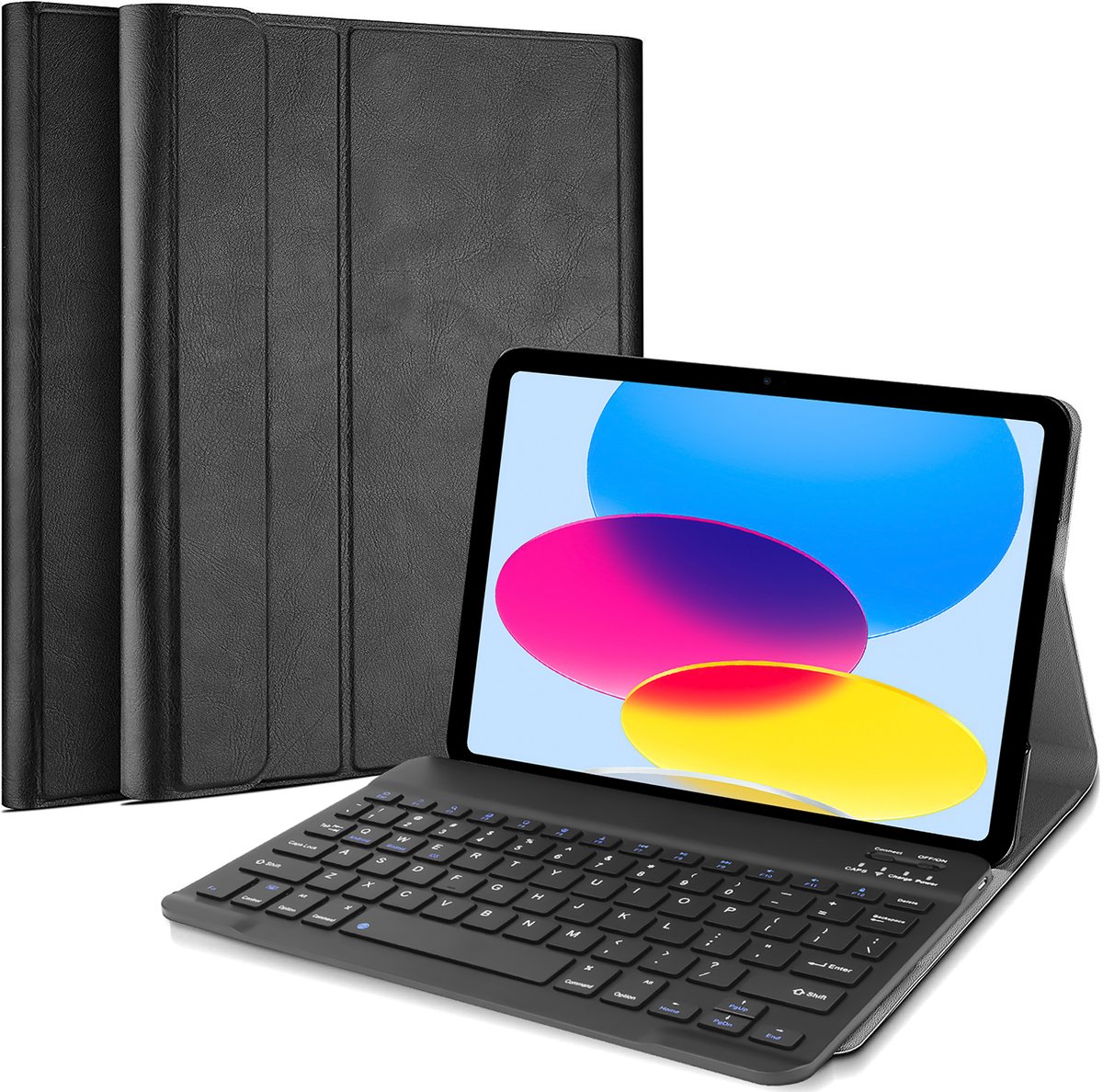 Just in Case hoes met Toetsenbord QWERTY - geschikt voor iPad 2025 (11th Gen) / iPad 2022 (10th Gen) - Zwart