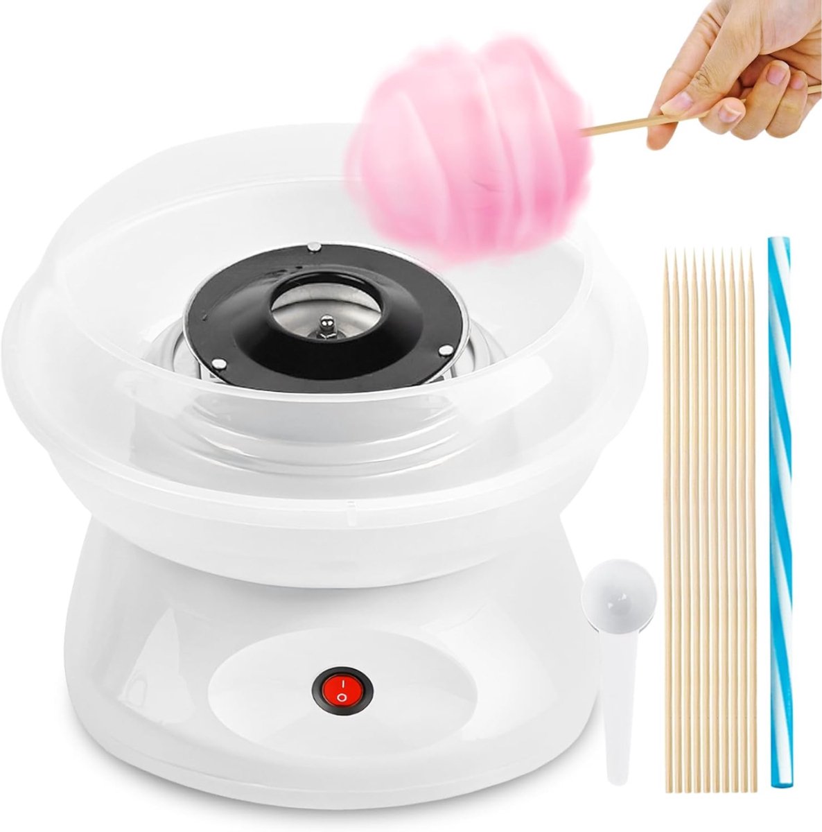 RONN® Suikerspinmachines - Suikerspin - Suikerspinmachine - Met Stokjes -Wit - 27cm x 27cm x 14cm