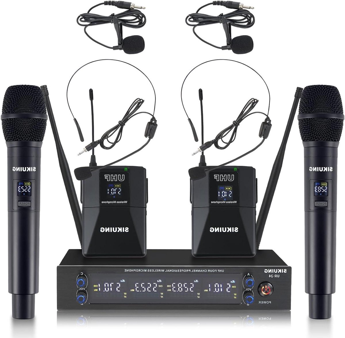 Draadloos Microfoonsysteem - UHF Microfoon Set - Vergaderingen Presentaties - Instelbare Frequentie - 90 Meter Bereik - Zwart