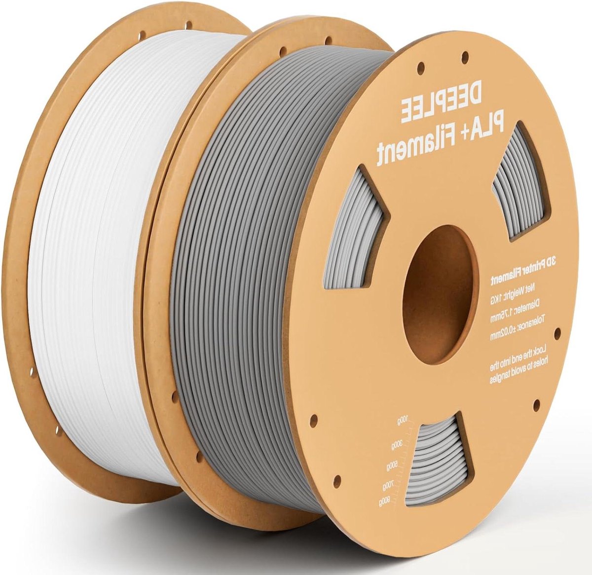 3D Printer Filament - PLA Plus - Model Creatie - Hoge Taaiheid - 1.75 mm 2 kg - Wit Grijs
