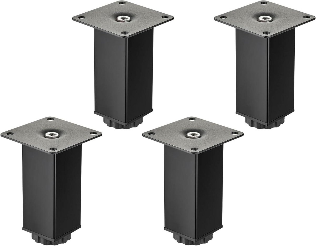 Meubelpoten set - Bankpoten kastpoten - Meubels stabiliseren - In hoogte verstelbaar - 4 stuks 100 mm - Zwart mat