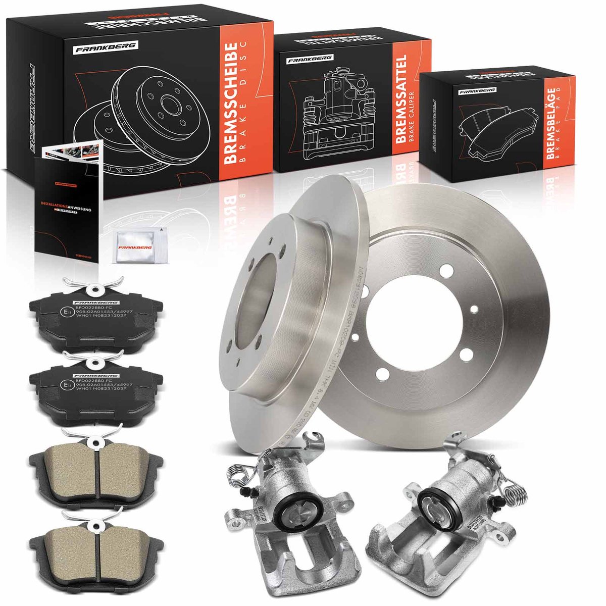 Frankberg 2x Remklauw+2x Remmen+4x Remblokken Achter voor Volvo