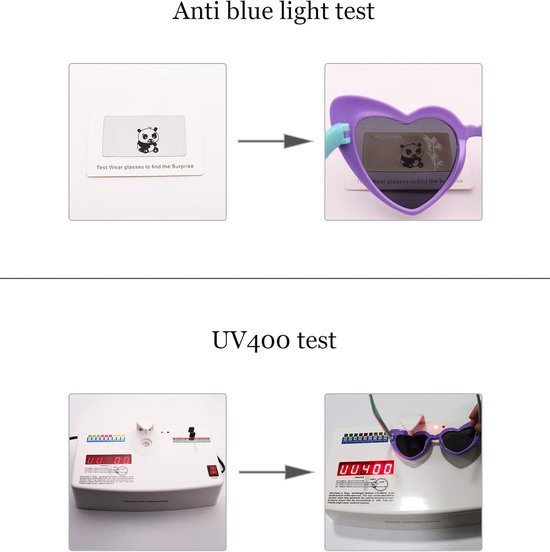 Kinder Zonnebril Hart - Meisjes Jongens - Buiten Spelen - Flexibel Rubber Frame - Polarized UV Bescherming - Paars Groen van Merkloos — afbeelding 2