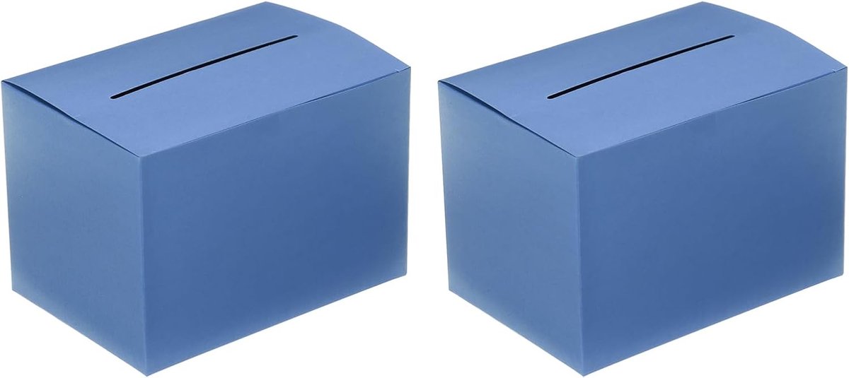 Cardboard Suggestion Box - 2 Stuks - 16.5 x 10 x 10 cm - Stemkast met Verwijderbare Header Board - Lotterij Box voor Suggesties - Collectie - Tip - Donatie - Stem - Blauw