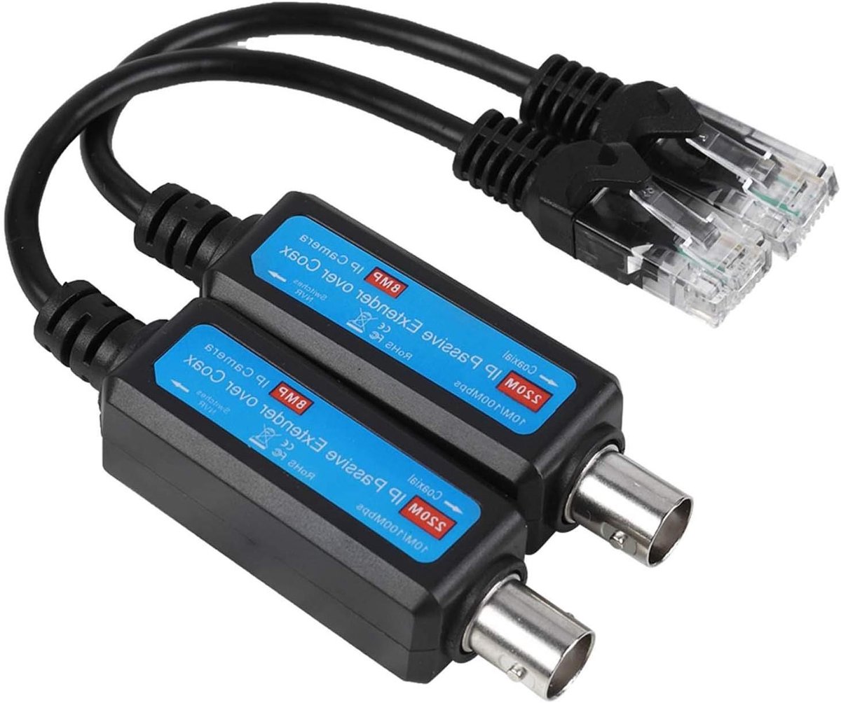 Netwerk Extender Paar - IP Coax Zender - Netwerk Uitbreiding - Passief Geen Stroom - 220m Bereik - Standaard