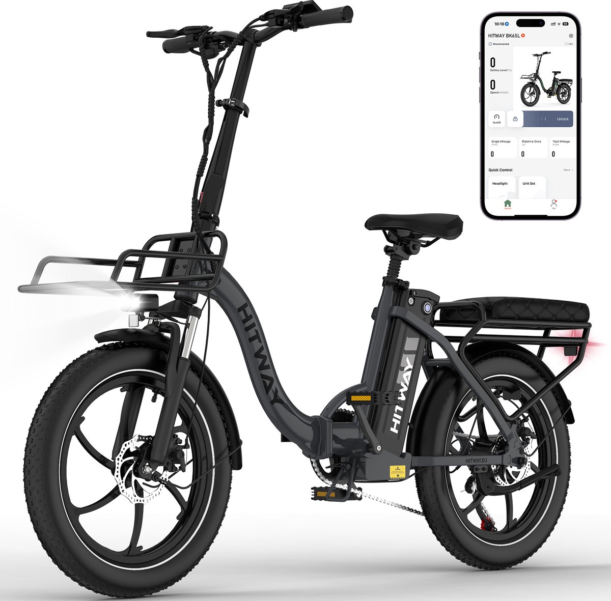 Bol.com Hitway Elektrische Fiets BK6SL1 - Trendy 20*3.0 Inch Fat Tire City Commuter EBike met Afneembare 36V 15.6 Ah Lithium Bat... aanbieding