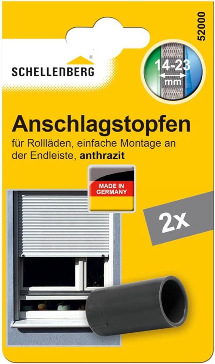 Schellenberg 52000 rolluikstopper, stopplug voor rolluiken, 2 stuks - dubbelverpakking, antraciet