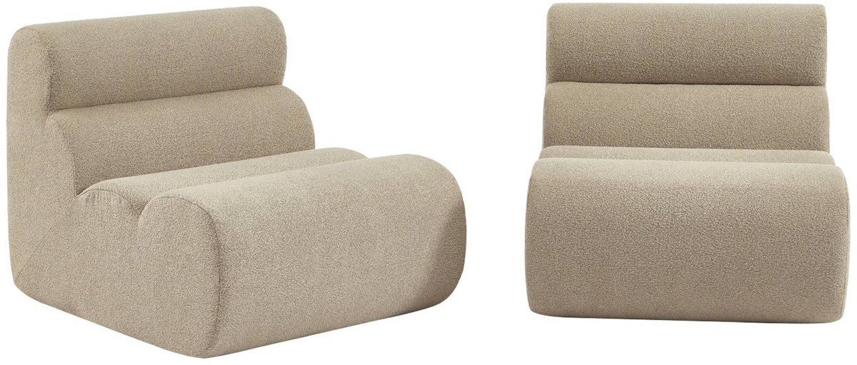 sweeek - Set van 2 stoffen fauteuils getextureerde bouclé 1 zitplaats - nova