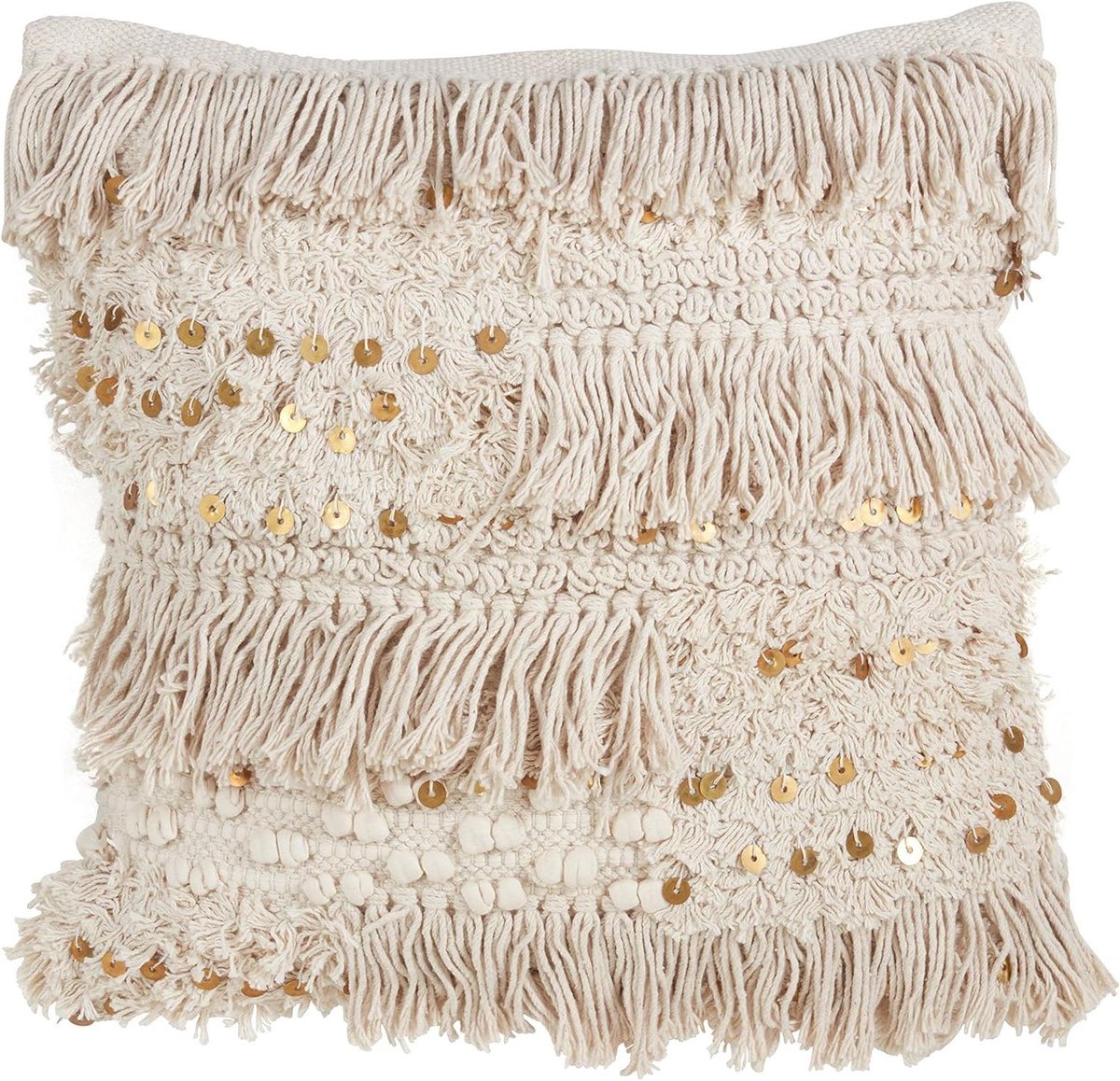 Decoratief Sierkussen - Kussen met Pailletten - Bank Decoratie - Marokkaans Design - 45 cm Vierkant - Goud