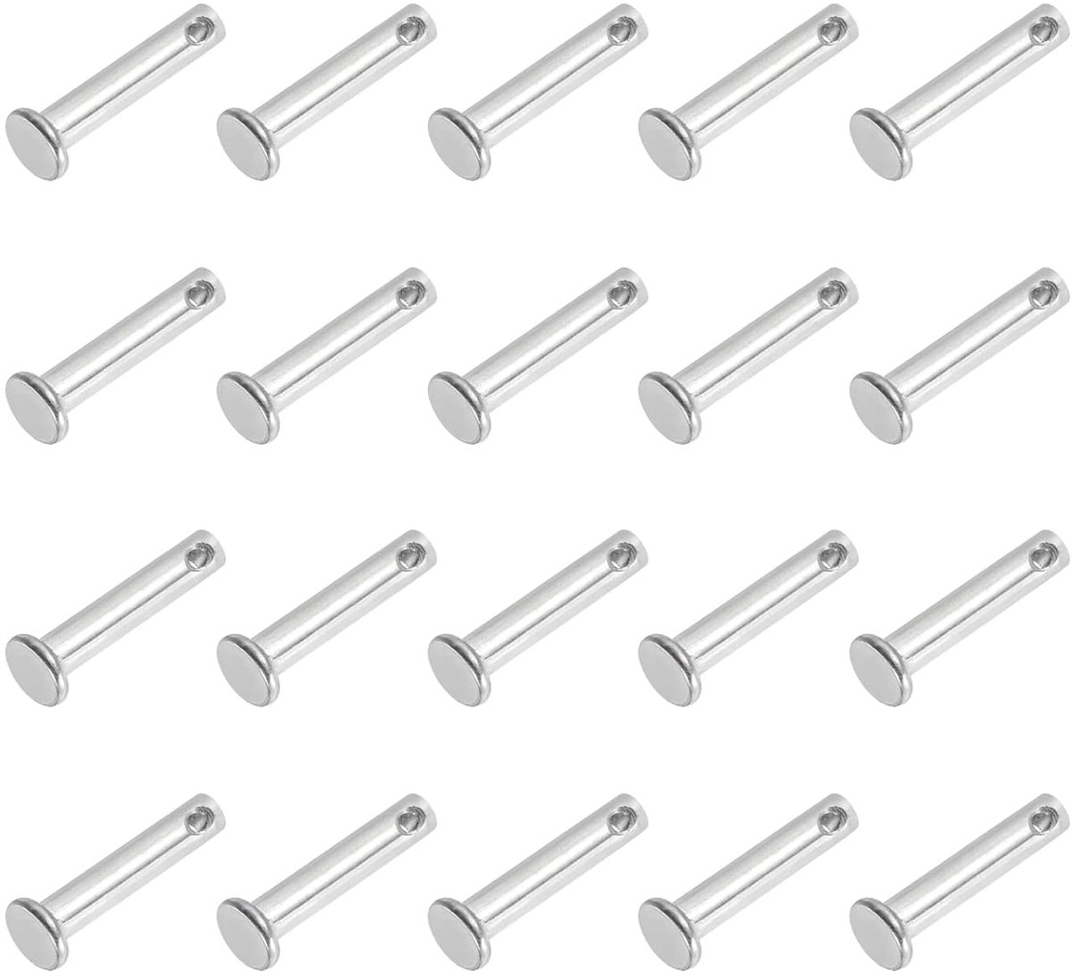 4 x 20mm One Hole Pins - 20pcs RVS 304 Platte Kop - Hinge Systeem Mortise Lock - Silver