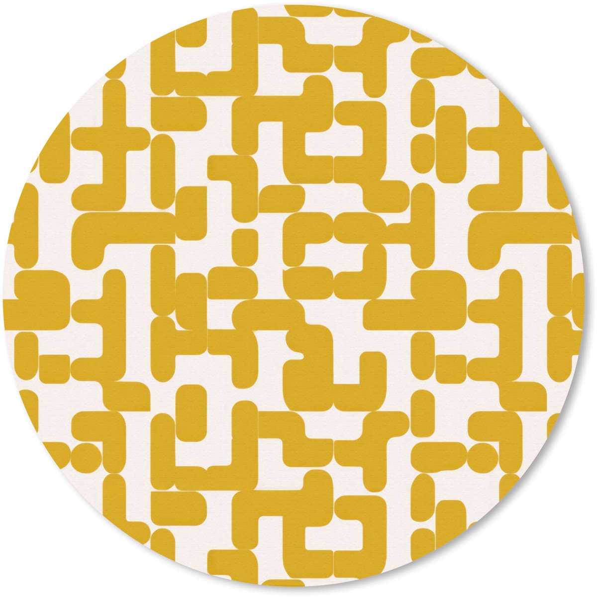 Muismat rond 40x40 cm - Mousepad Geel - Beige - Patroon - Ronde muismatten