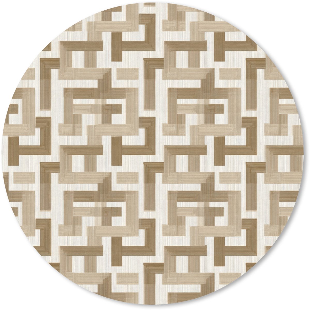 Muismat rond 50x50 cm - Mousepad Geometrisch - Retro - Bruin - Ronde muismatten