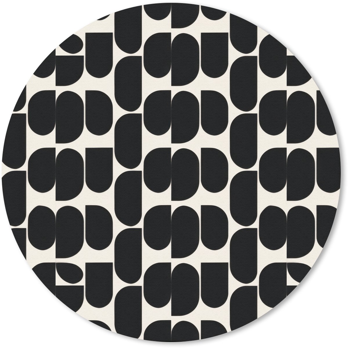 Muismat rond 50x50 cm - Mousepad Modern - Patroon - Zwart - Ronde muismatten
