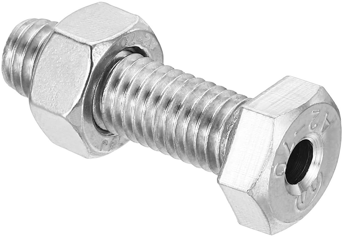 2 Set M10 x 35mm Hollow Exterior Hexagon Schroeven Cylindrische Lamp Draad Schroeven Doorsteek Schroef met Moer 304 RVS