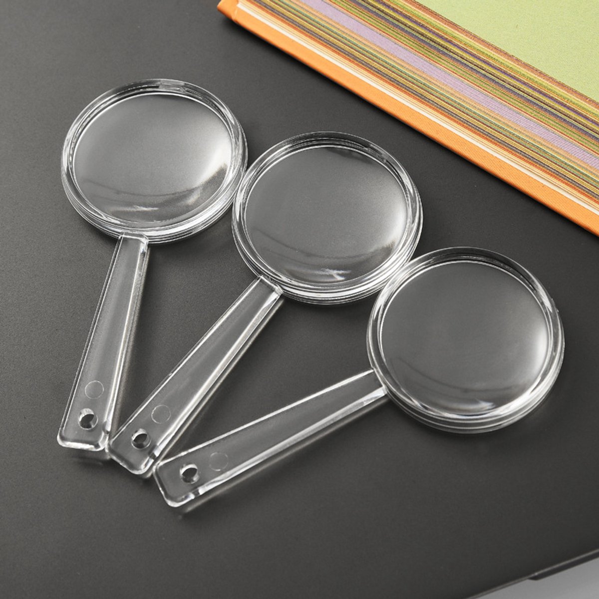 Set van 3 - Plastic handloep, draagbare leesloep - 8,9*4 cm - geschikt voor ouderen en kinderen, 10x vergroting, kan thuis, binnen en buiten worden gebruikt.
