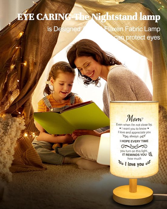 Moeder lamp - Cadeau voor mama - Woondecoratie verlichting - Warme spreuken - 10 x 23 cm - Beige — afbeelding 5