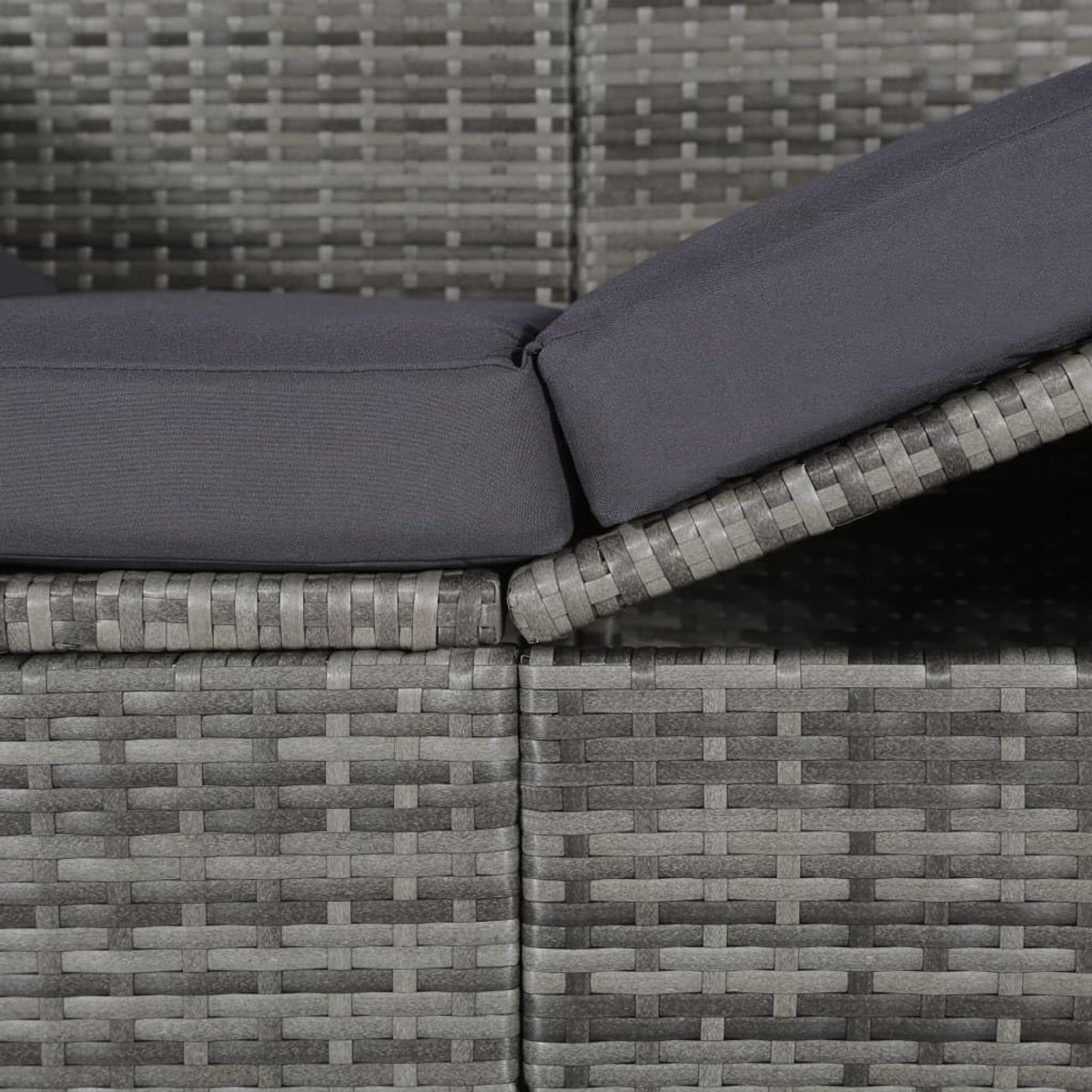 Zonneligstoel met Dak – Verstelbaar Ligbed Outdoor met Kussen – Luxe Rotan Tuin Ligstoel met Zonnedak – Relax Ligbed Tuin / Terras / Balkon – Grijs – ABTkantoor