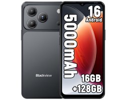 Blackview WAVE 7C Smartphone 4G - 16GB RAM - 128GB ROM - 6,56 inch - Android 16 Telefoon - 5000 mAh - Dual SIM - GPS - OTG - Zwart