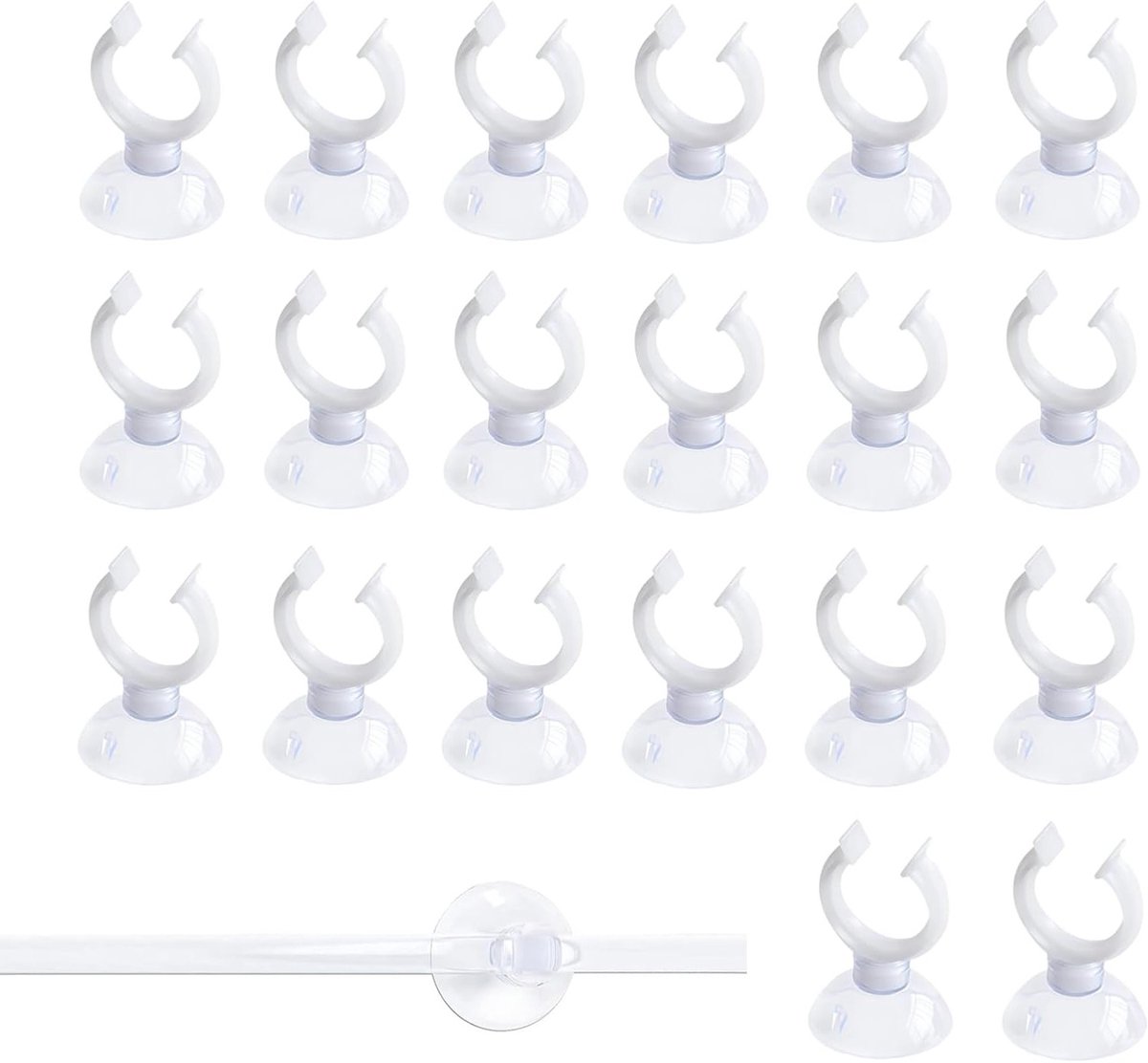 Suction Cups voor Aquarium - 20 Transparante Zuignappen met Haken voor Luchtslangen van 5mm tot 6mm, Ideaal voor Aquariums en Accessoires