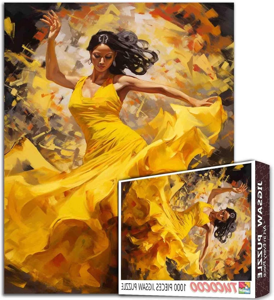 Danseres Legpuzzel - Kunst Puzzel - Ontspanning Thuis - HD Kwaliteit Print - 1000 Stukjes - Gele Jurk
