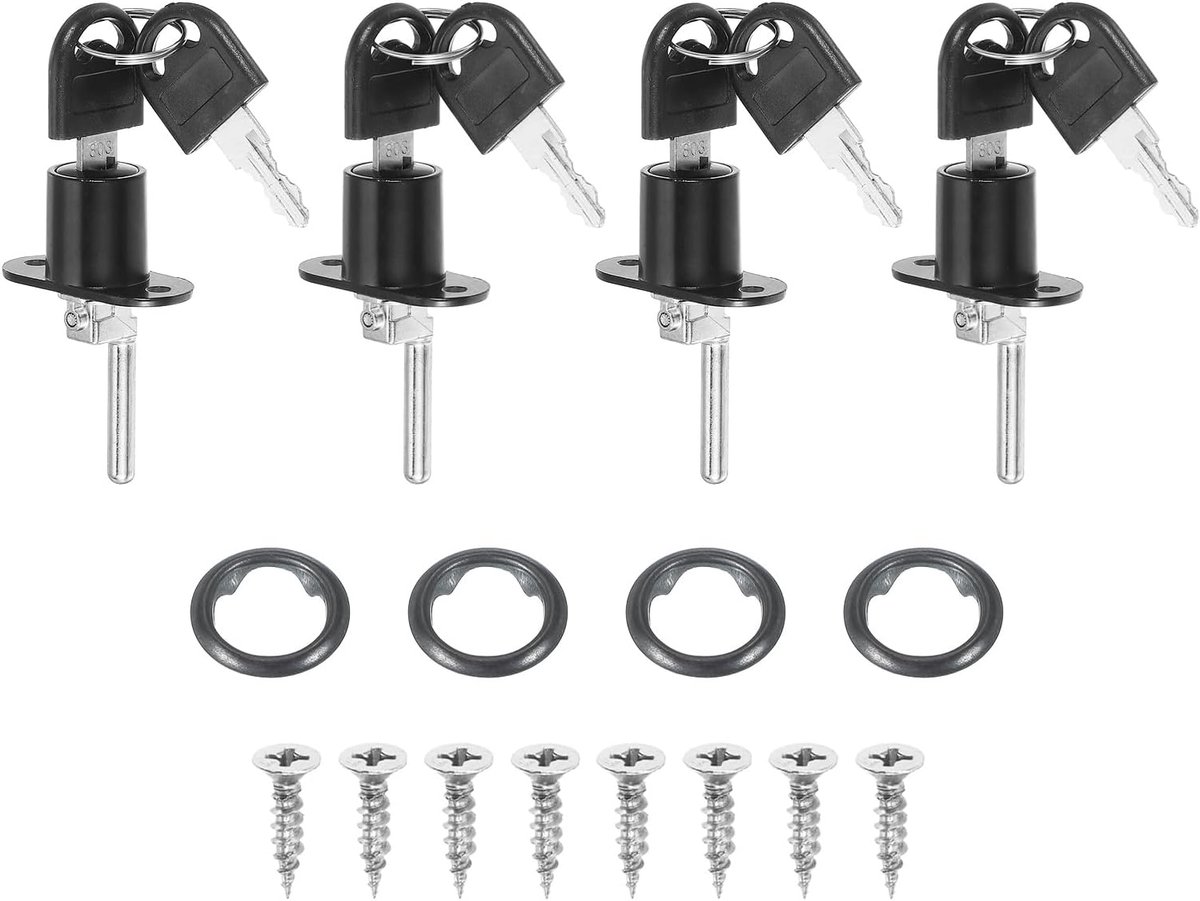 4pcs Key Drawer Lock - 19mm (3/4") File Cabinet Lock met Sleutel - Diverse Legeringsslot - Cilindersloten voor Kantoor - Kledingkast - Kluis - Etalagekast - Zwart