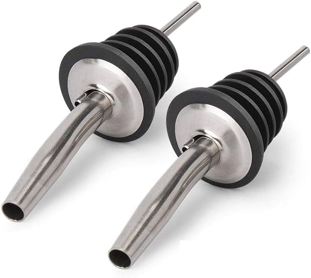 2x Schenktuit - Schenkdop voor op fles - Flesstop met schenker - Wijn / olie schenker - Pour spout - RVS - Druppelvrij doseren - Keuken / bar accessoires - Jonyx