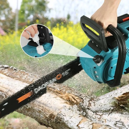 Trexxo - kettingzaag - kettingzaag accu - 16 inch borstel loze elektrische kettingzaag - automatische oliespuit - twee 21V-batterijen — afbeelding 3