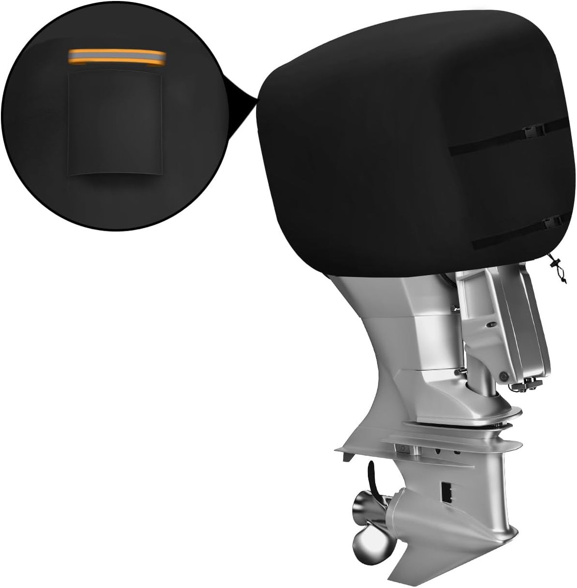 Motor Half Cover voor 60-100PK - 600D Oxford Waterdichte Buitenboord Motor Beschermende Deksel met Reflecterende Strepen en Winddichte Gespen en Trekkoord (68x52x52cm)