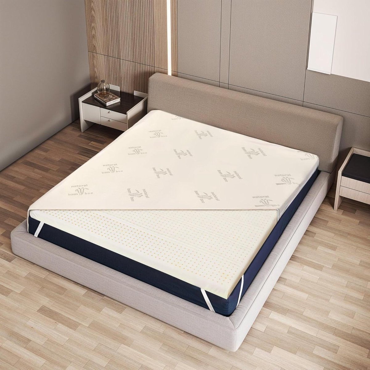 Matras Topper - Latex Overlay - Verbeter Slaapcomfort - Natuurlatex Ondersteuning - 200 x 200 cm - Wit