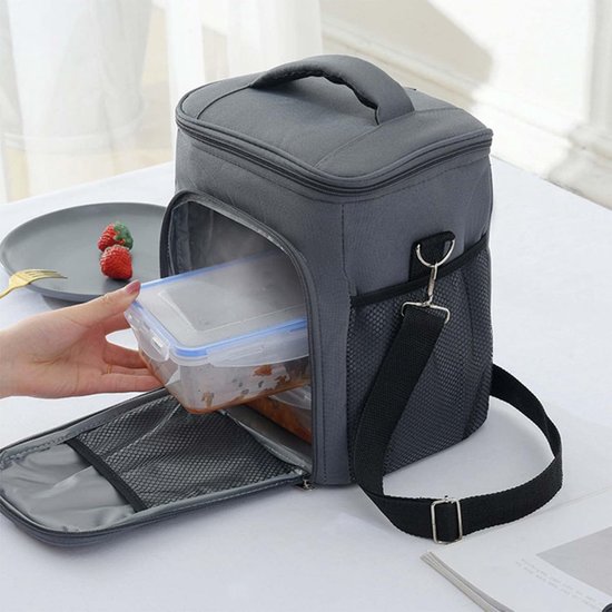 Koelrugzak voor lunch - geïsoleerde lunch rugzak met waterbestendige buitenkant en ritssluiting, geschikt voor werk, school, picknick en reizen - grijs — afbeelding 2