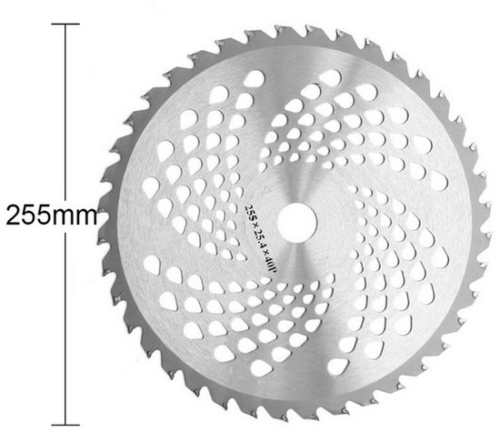 Grasmaaierbladen - Metalen bladen - Grasmaaieraccessoires - Zaagblad met 40 tanden - Tuingereedschap - Mangaanstaal - 25,5 x 25,5 x 1 cm - Geschikt voor het snoeien van struiken, gazons en hardnekkig onkruid - Zilver — afbeelding 2