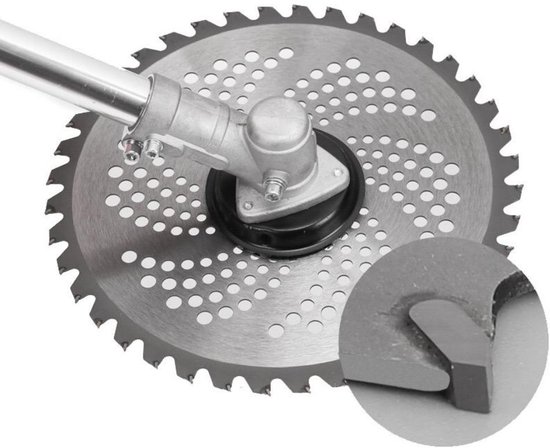 Grasmaaierbladen - Metalen bladen - Grasmaaieraccessoires - Zaagblad met 40 tanden - Tuingereedschap - Mangaanstaal - 25,5 x 25,5 x 1 cm - Geschikt voor het snoeien van struiken, gazons en hardnekkig onkruid - Zilver — afbeelding 5