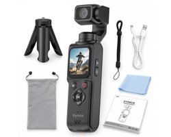 Vynox Pocket Camera 4K - 330° automatisch roterende lens / intelligente gezichtsherkenning / 64MP / 60FPS / WiFi / 18x digitale zoom - Action Camera - Vlogcamera