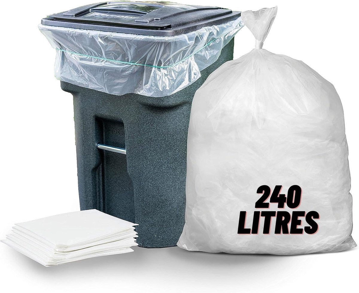 Vuilniszakken - Afvalzakken Containerzakken - Afval Sorteren - Lekvrij Scheurvast - 240 Liter - Transparant