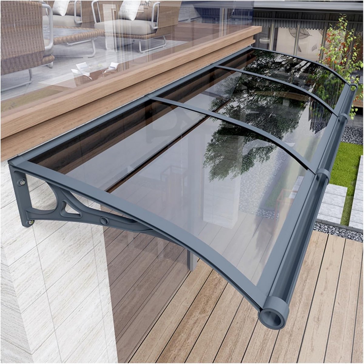 Voordeur Luifel - Terras Overkapping - Bescherming Buiten - Slagvast Polycarbonaat - 100x180cm - Transparant