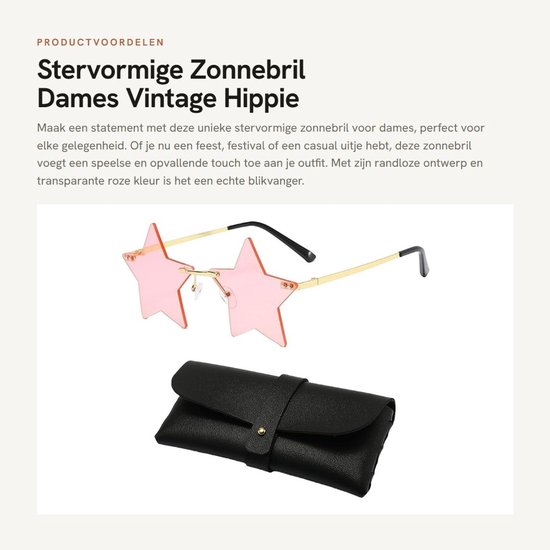 Dailygoods- Zonnebril Dames Stervormig - Feestzonnebril - Vintage Zonnebril - Randloze Zonnebril - Roze Zonnebril - Polycarbonaat Materiaal van Dailygoods — afbeelding 3