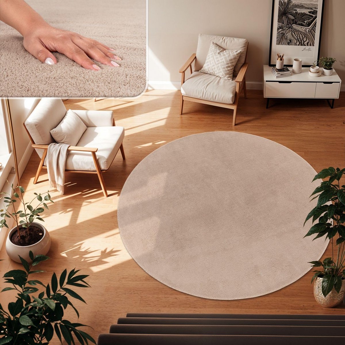 Ronde Vloerkleed - Zacht Tapijt - Woonkamer Decoratie - Geschikt voor vloerverwarming - 12