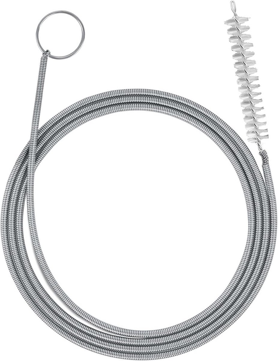 Afvoerborstel Leidingreiniger - Flexibele Pijpenrager - Verstoppingen Verhelpen - Zachte Nylon Haren - 150 cm Lengte - Zilver