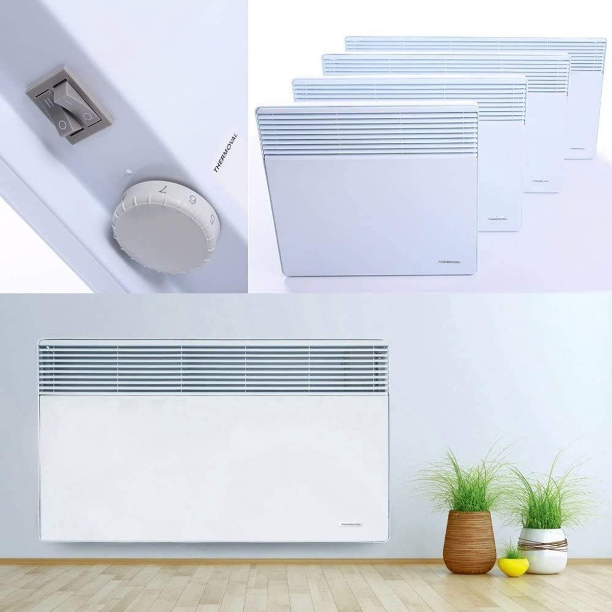 Elektrische Verwarming - Paneelradiator Convector - Ruimte Verwarmen - Vorstbewaking Ingebouwd - 63 x 47.5 cm - Wit