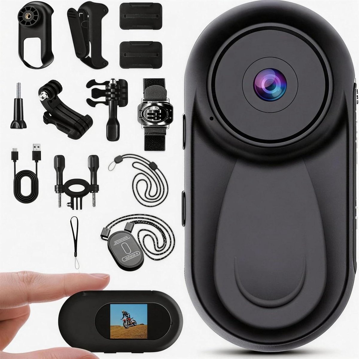 Mini Actiecamera - Sportcamera Bodycam - Fietsen Vloggen Reizen - Magnetische Rugclip - 1080p HD - Zwart