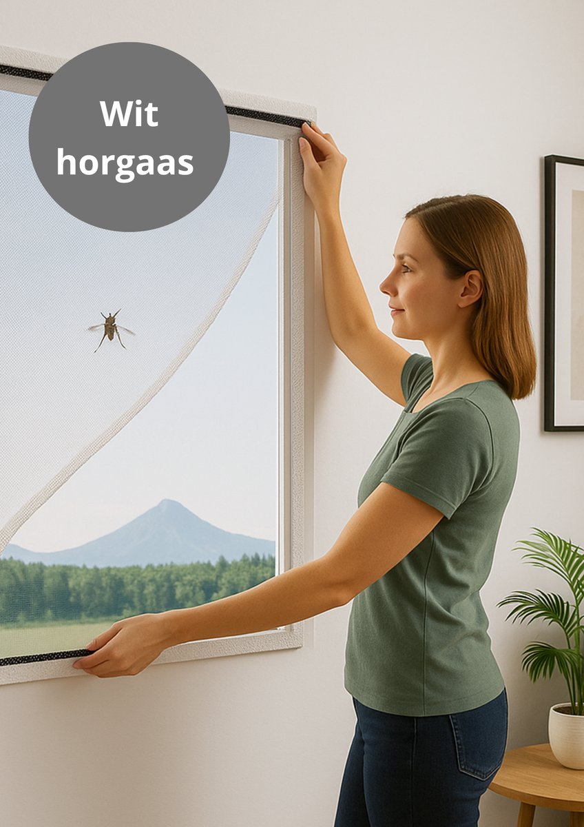 V&P Products® Raamhor met Klittenband – Insectenhor Raam – Op Maat Knipbaar – Muggengaas – Zonder Boren – Makkelijk Verwijderbaar – 130 x 150 cm Wit
