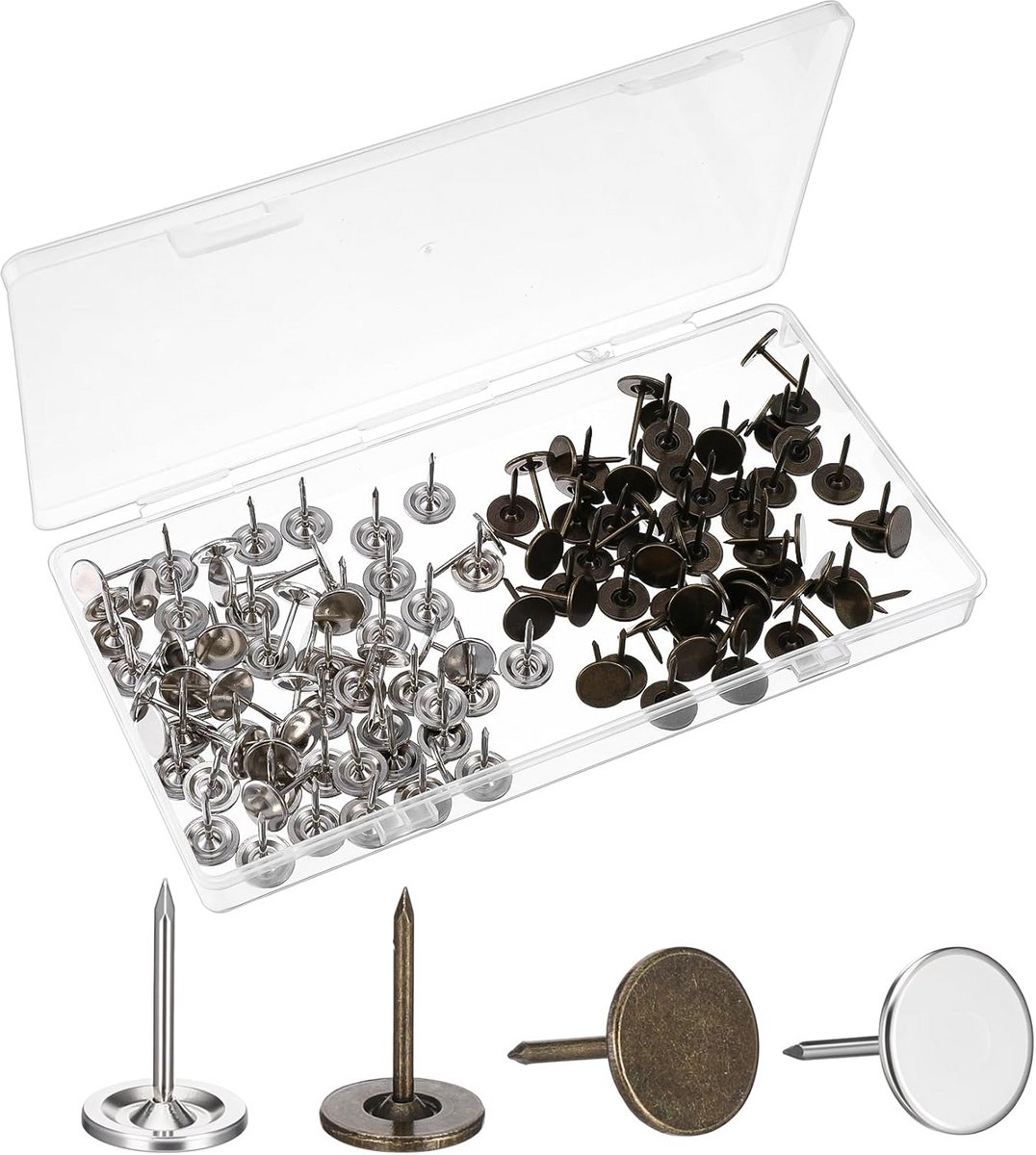 Bekledingsnagels Punaises - Decoratieve Spelden - Decoreren Thuis - Robuust Legering Materiaal - 110 Stuks - Zilver Antiek
