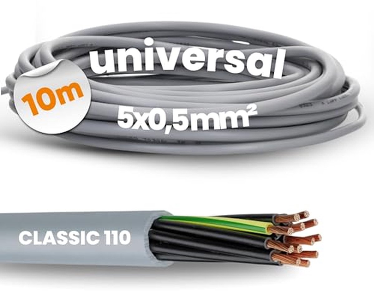 Stuurkabel - Bedieningsleiding - Elektrische installatie - Oliebestendig PVC - 10 meter - Grijs