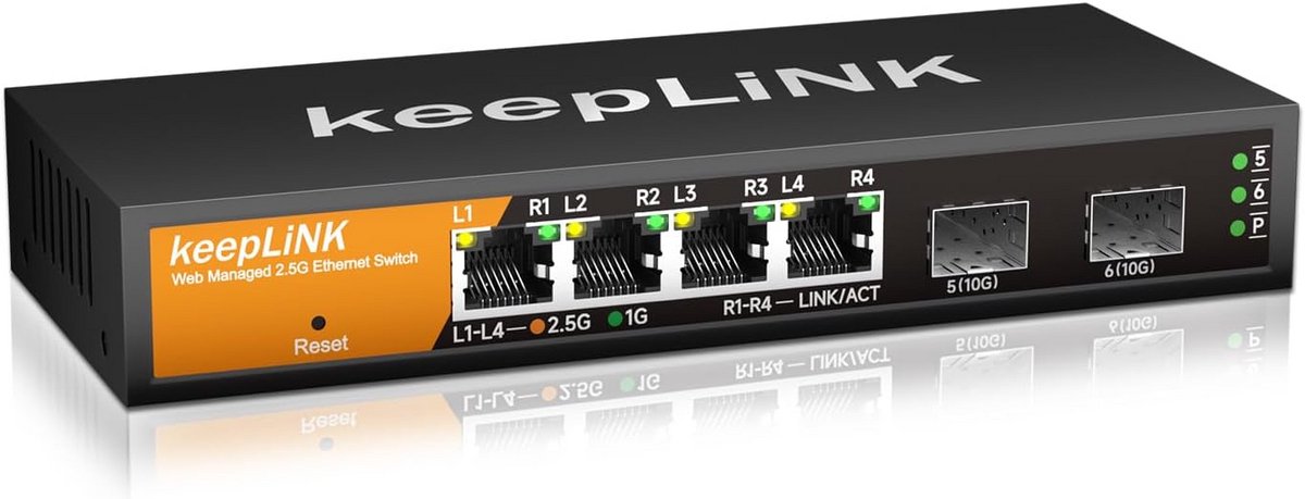 Netwerk Switch - Ethernet Hub - Snelle Dataoverdracht - Web Beheerd - 6 Poorten 2.5G - Zwart