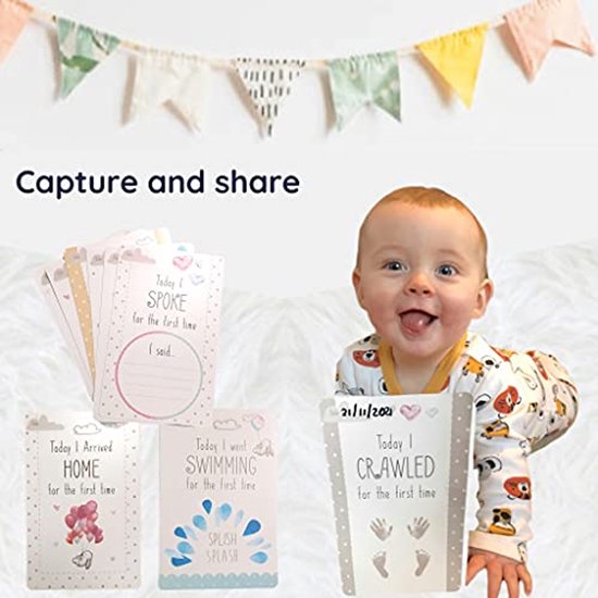 Kraamcadeau set - Herinneringen set - Baby aandenken - Inktloze afdrukken - 30 kaarten - Goud — afbeelding 4