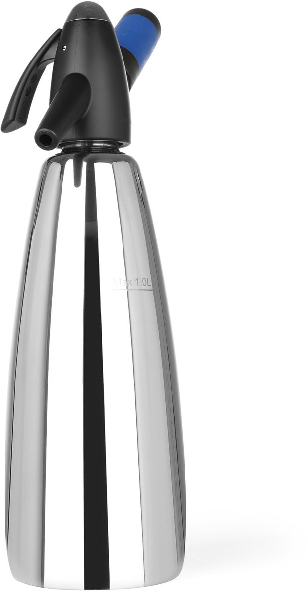 BarUp Roestvast stalen spuitwaterfles – 1 liter – ⌀100x(H)320mm – Voor vers koolzuurhoudend water