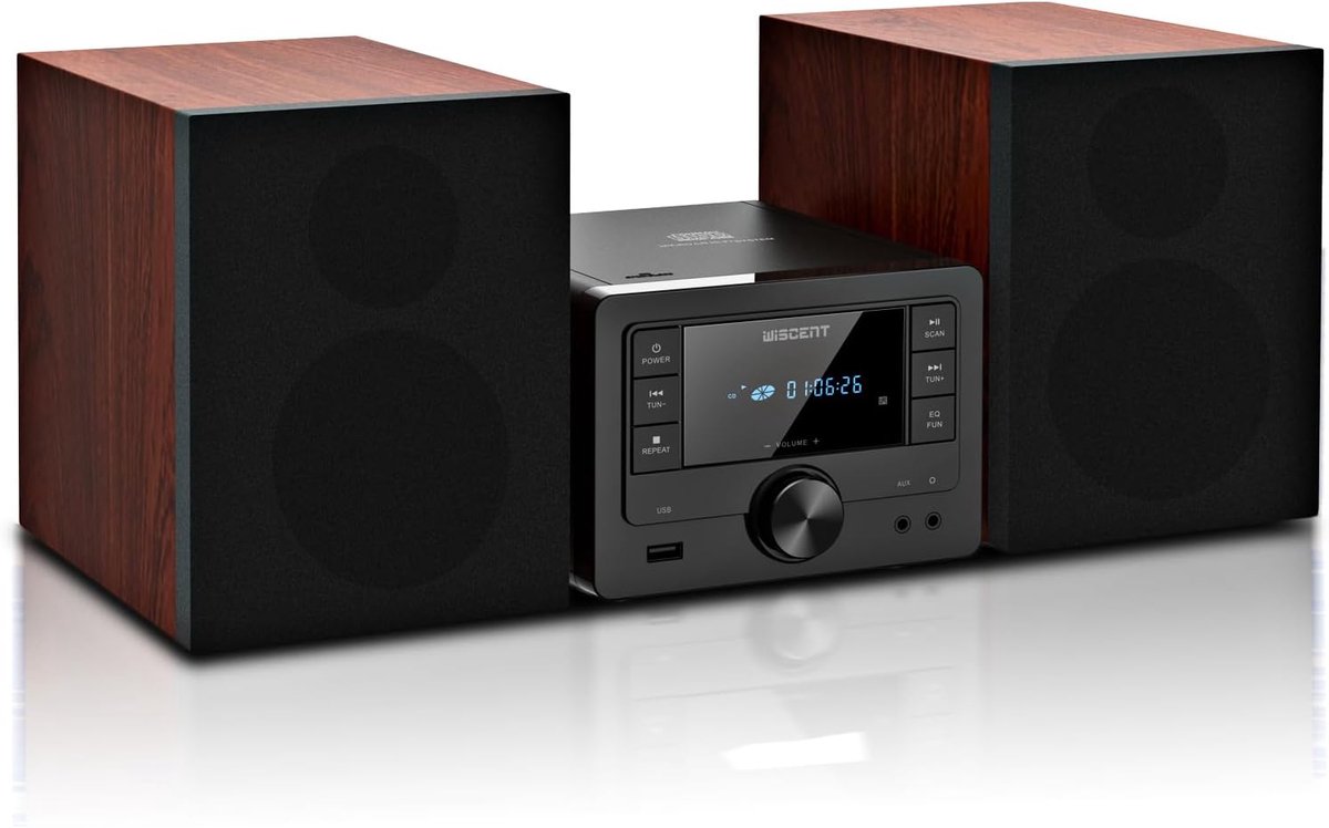 Bluetooth stereo-installatie - Compact audiosysteem - Muziek luisteren thuis - Met CD-speler - 40 W - Zwart