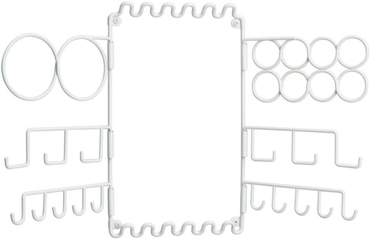 Accessoire organizer - Wandrek - Sieraden opbergen - Uitslaande armen - 33x54cm - Wit