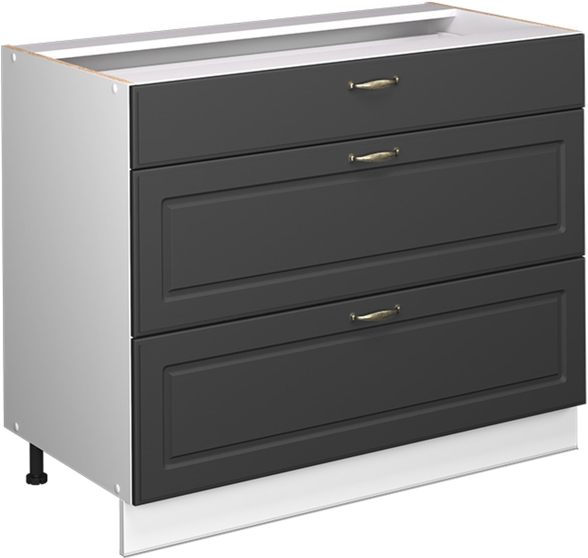 Vicco Keukenonderkast Fame-Line, Anthrazit-Gold Landhaus/Wit, 100 cm zonder werkblad Anthrazit-Gold landelijk/Wit