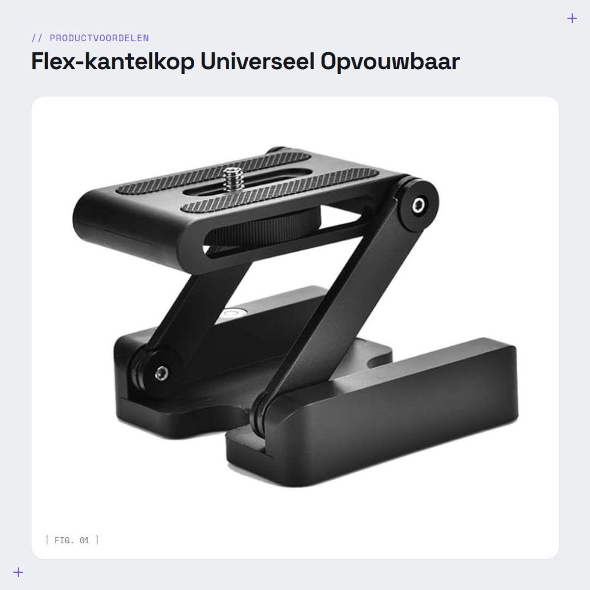 Dailygoods- Statiefkop Opvouwbaar - Flexibele Kantelkop - 1/4" Montageschroef - Compatibel met DSLR - Schokbestendig - Lichtgewicht Materiaal - Camera Statief